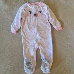 CARTER'S Baby Girl's FLEECE FOOTED ZIPPER SLEEPER Animal Pattern in color Pink
